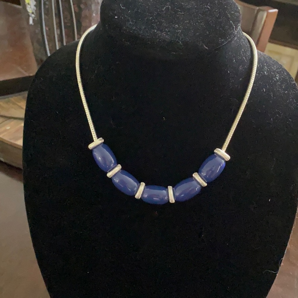 Liz Claiborne navy and silver necklace
